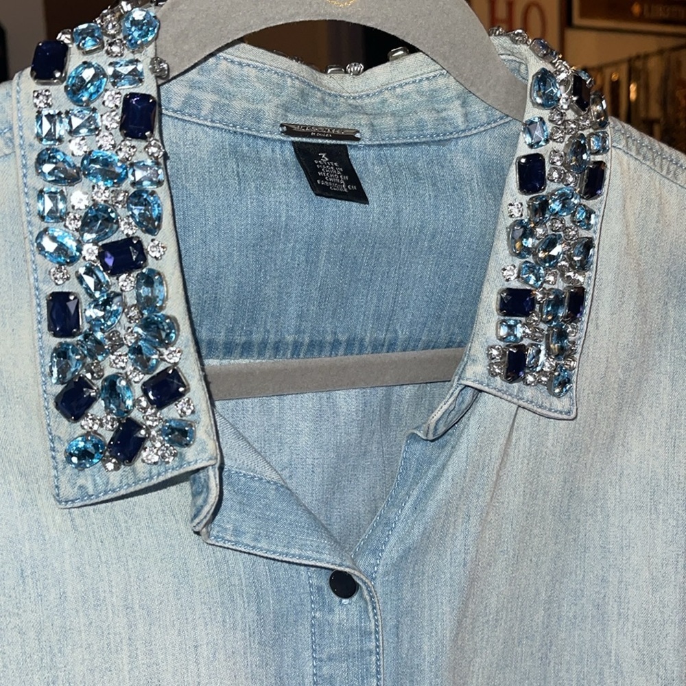 Chicos Black Label Embellished Cold-Shoulder Shirt, XL Petite (could fit reg XL) - Picture 6 of 12